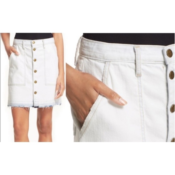 NWT Current Elliot Denim Naval Skirt Bleached Distressed Mini Sz. 32 - Picture 1 of 2